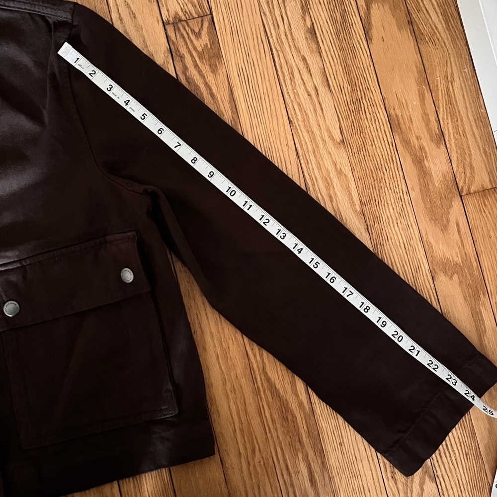 Mango Denim Parka with Faux-Leather Collar in Chocolate | Size M | NWT - Picture 6 of 8